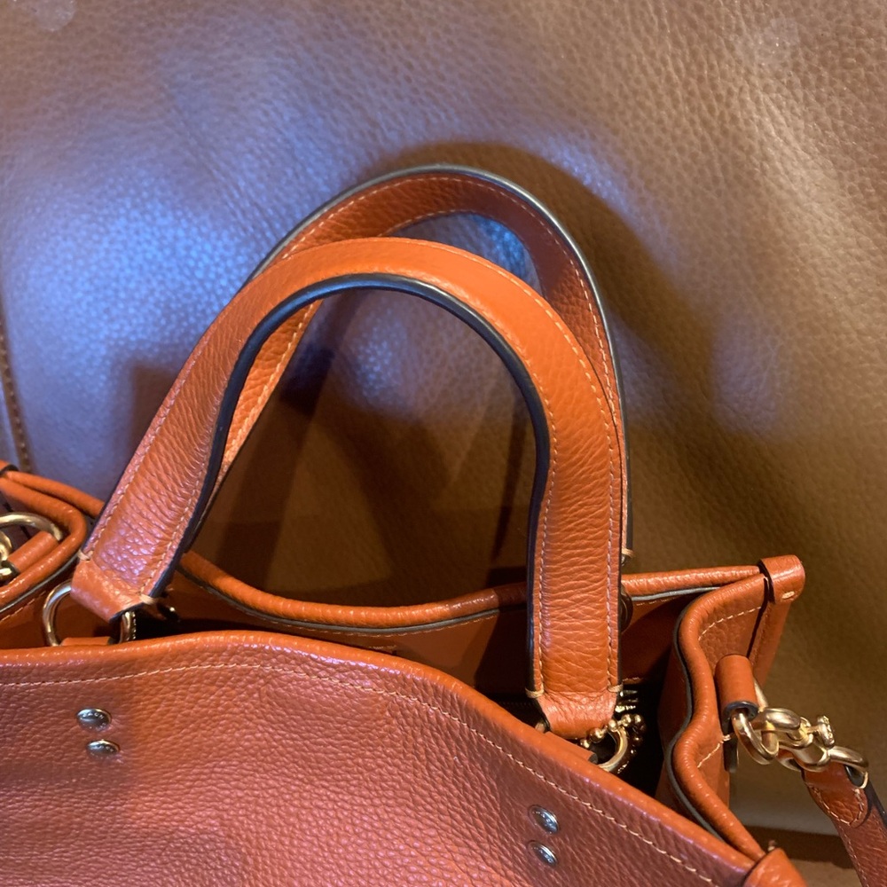 BOMBSHELL SALE!🌼 COACH LTHR TOTE SATCHEL DEEP BRIGHT LIVELY SUNSET PUMPKINY $375 - Picture 2 of 11